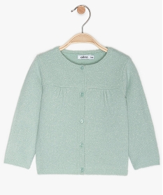 GEMO Gilet bébé fille boutonné en tricot pailleté Vert