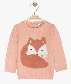 GEMO Pull bébé fille avec motif renard et touches pailletées Rose