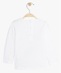 tee-shirt bebe fille manches longues imprime en coton bio blancB057501_2
