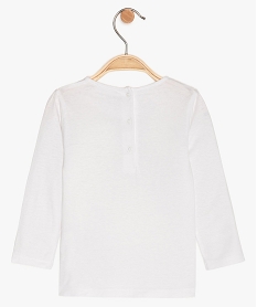 tee-shirt bebe fille manches longues imprime en coton bio blancB057601_2