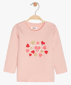 GEMO Tee-shirt bébé fille manches longues avec motifs et inscriptions Rose