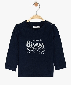 tee-shirt bebe fille manches longues avec motifs et inscriptions bleuB058101_1