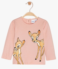 tee-shirt bebe fille a manches longues imprime - disney animals bambi roseB058701_1