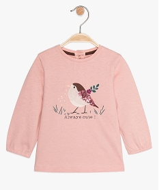 GEMO Tee-shirt bébé fille imprimé animal en relief Rose