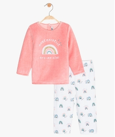pyjama bebe fille en velours imprime arc-en-ciel multicoloreB060701_1