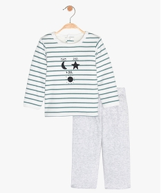GEMO Pyjama bébé 2 pièces avec haut rayé et bas uni Multicolore