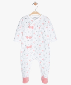 GEMO Pyjama bébé fille en velours avec nœuds et paillettes rose chine