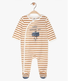 GEMO Pyjama bébé en velours à rayures ouverture devant Imprimé