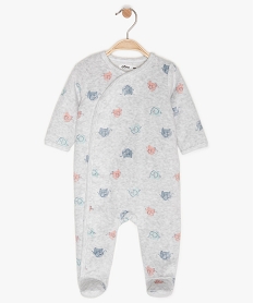 GEMO Pyjama bébé en velours à motifs éléphants multicolores Gris