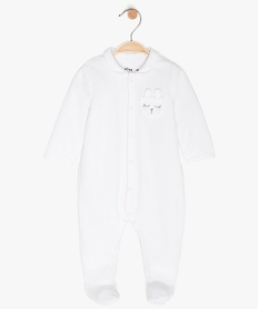 GEMO Pyjama bébé fille en velours avec col Claudine Blanc