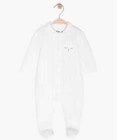 GEMO Pyjama bébé fille en velours avec col Claudine blanc standard