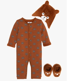 GEMO Ensemble bébé 3 pièces : bonnet surpyjama et chaussons Orange