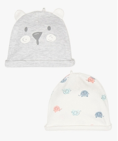 bonnet de naissance mixte en coton bio (lot de 2) multicoloreB063401_1