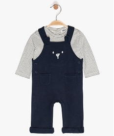 GEMO Ensemble bébé garçon deux pièces : salopette + tee-shirt Multicolore