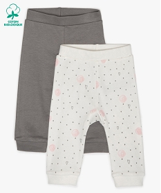 GEMO Pantalon bébé fille en maille avec finitions bord-côte (lot de 2) Multicolore