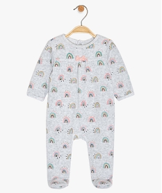 GEMO Pyjama bébé en velours imprimé arc-en-ciel pailleté Gris