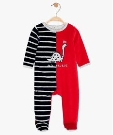 GEMO Pyjama bébé en velours bicolore et rayé Multicolore
