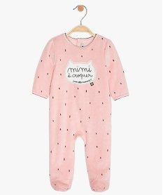 GEMO Pyjama bébé en velours à pois et motifs chat Multicolore