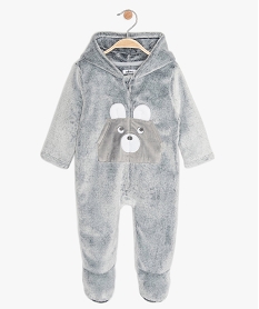 GEMO Combinaison pilote bébé en maille peluche motif ourson Gris