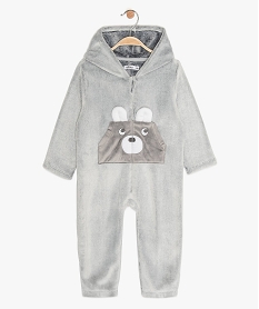 GEMO Combinaison bébé zippée en matière peluche motif ours Gris