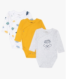 GEMO Body bébé à manches longues fermeture croisée (lot de 3) dore