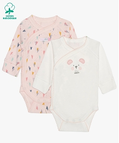 GEMO Body bébé fille croisé à manches longues (lot de 2) Multicolore