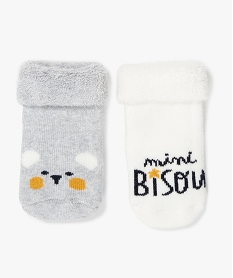 GEMO Chaussettes bébé en maille bouclette (lot de 2) blanc chine