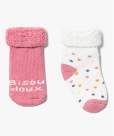 GEMO Chaussettes bébé fille en maille bouclette (lot de 2) Blanc