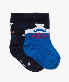 chaussettes bebe garcon (lot de 2) - lulu castagnette bleu chaussettesB068601_1