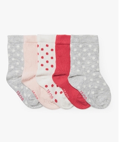 GEMO Chaussettes bébé fille (lot de 5) à pois gris standard