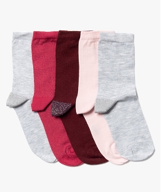 chaussettes fille tige haute avec touches pailletees (lot de 5) grisB069801_1