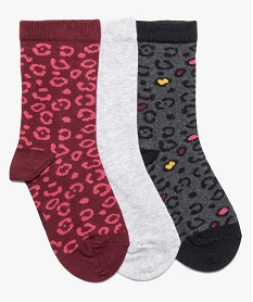 GEMO Chaussettes fille à motifs tachetés (lot de 3) Lot de 3 chaussettes Rose