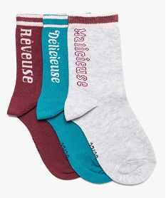 chaussettes fille avec message (lot de 3) lot de 3 chaussettes violetB070301_1