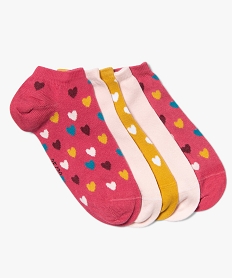 GEMO Chaussettes ultra-courtes motifs cœurs fille (lot de 5) jaune standard