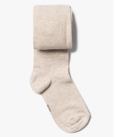 GEMO Collants chauds uni en coton fille beige chine