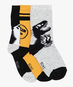 chaussettes garcon a motifs dinosaures (lot de 3) - jurassic world grisB073101_1