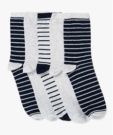 chaussettes garcon  rayees a tige haute (lot de 5) bleuB073301_1