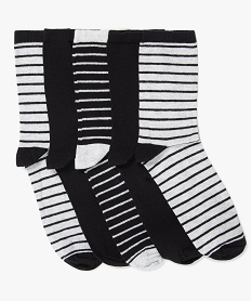 chaussettes garcon  rayees a tige haute (lot de 5) noir standardB073401_1