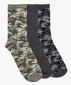 GEMO Chaussettes garçon à motif camouflage (lot de 3) Lot de 3 chaussettes Vert