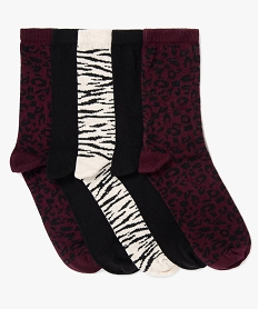 GEMO Chaussettes femme tige haute motif animalier Rouge