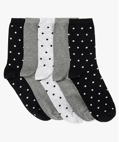 GEMO Chaussettes femme à motifs pois (lot de 5) noir standard