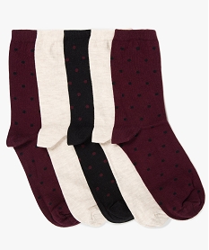 GEMO Chaussettes femme à motifs pois (lot de 5) Rouge