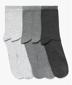 GEMO Chaussettes femme avec haut de la tige pailleté (lot de 5) Gris