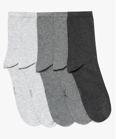 GEMO Chaussettes femme unies en coton (lot de 5) Gris