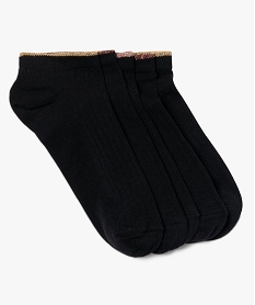 GEMO Chaussettes femme courtes à côtes finition pailletée (lot de 5) noir vif