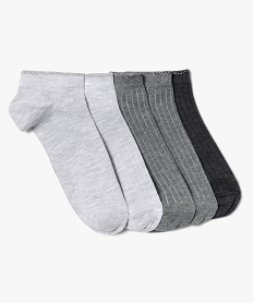 chaussettes femme courtes a cotes finition pailletee (lot de 5) gris standardB075101_1