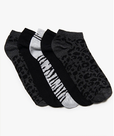 chaussettes femme ultra courtes avec motifs tachetes (lot de 5) gris chaussettesB075201_1