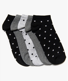 chaussettes ultra-courtes a pois femme (lot de 5 paires) noir standardB075301_1