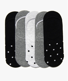 GEMO Chaussettes femme ultra-courtes à pois (lot de 5) Noir