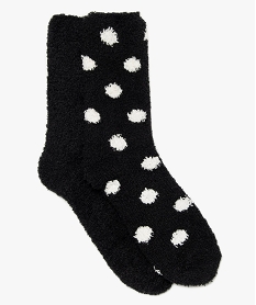 chaussettes femme en maille bouclette a motifs pois (lot de 2) noirB075901_1